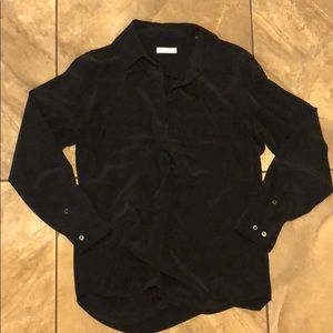 EQUIPMENT LACE UP BLACK SILK BLOUSE